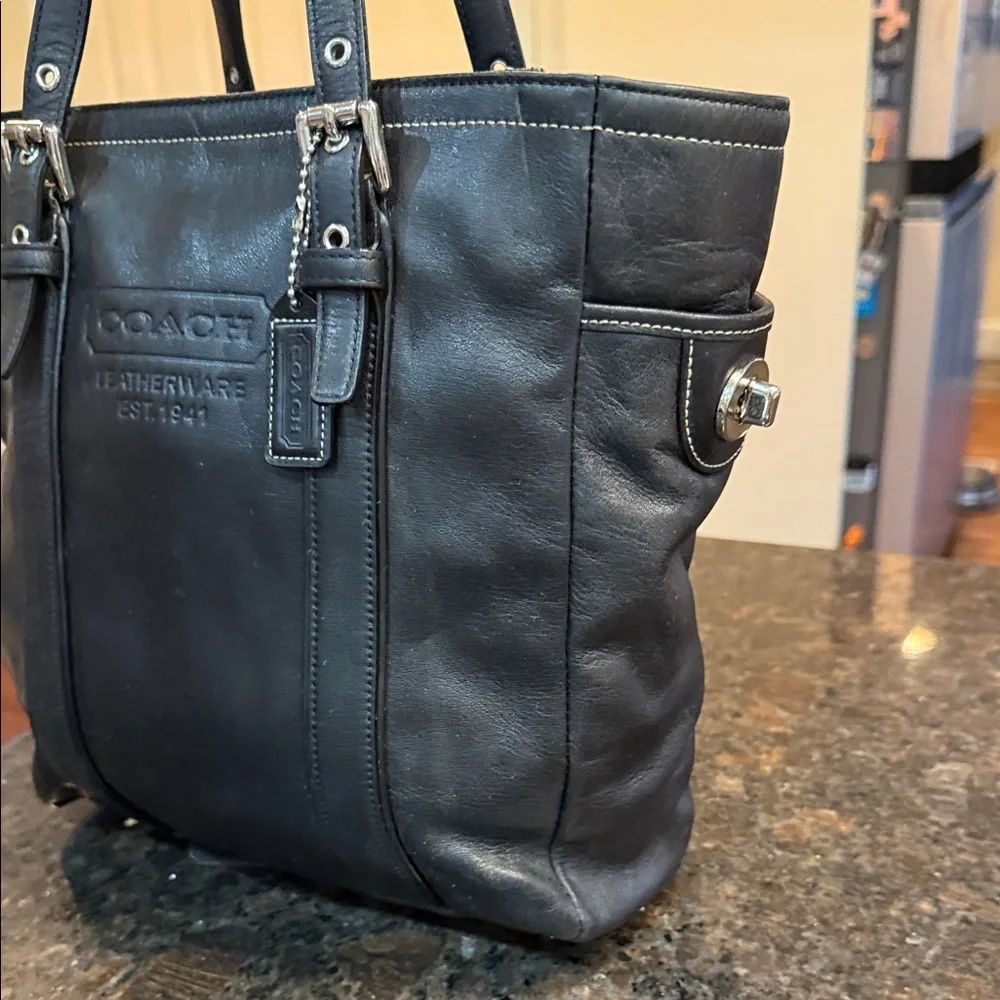 Vintage Small Black Hamptons Leatherware Tote